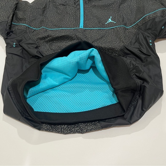 Jordan, Cement Print Reflective, Half Zip Windbreaker Jacket, Black & Blue - Picture 7 of 14